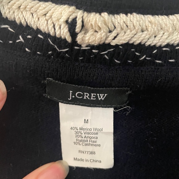 J. Crew Deep Navy Lightweight Sweater Shirt with Cream Contrast Trim - Picture 5 of 5